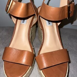 Steve Madden Tan Leather Espadrille Wedges